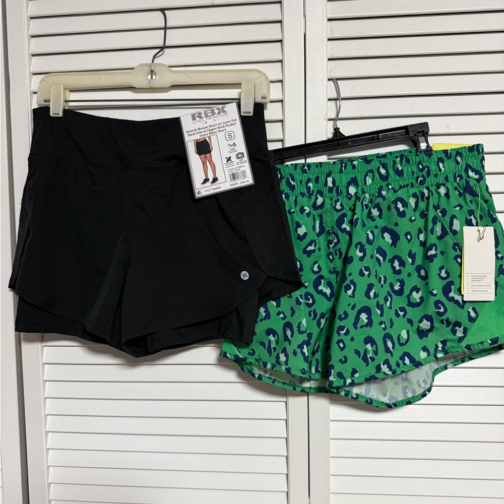 RBX and All in Motion Women's Black and Black/Green Shorts Set